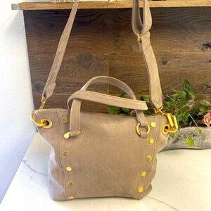 🆕✨HAMMITT Daniel Medium Grey Natural Leather/Brushed Gold Satchel Crossbody Bag